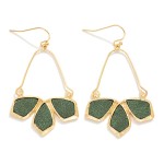 Wholesale wire Drop Earrings Linked Vegan Leather Geometric Details L