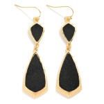 Wholesale linked Vegan Leather Gold Geometric Drop Earrings L