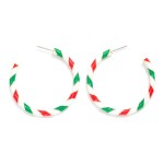 Wholesale enamel Stripped Christmas Hoop Earrings D