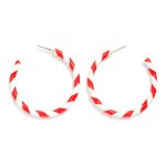 Wholesale enamel Stripped Christmas Hoop Earrings D