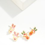 Wholesale enamel Reindeer Stud Earrings L