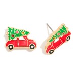 Wholesale enamel Car Christmas Tree Stud Earrings L