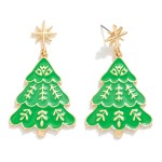 Wholesale enamel Christmas Tree Post Drop Earrings Star Post L