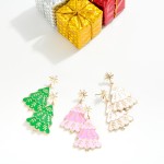 Wholesale enamel Christmas Tree Post Drop Earrings Star Post L