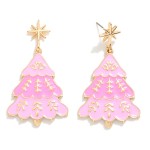 Wholesale enamel Christmas Tree Post Drop Earrings Star Post L