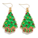 Wholesale enamel Christmas Tree Drop Earrings L