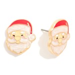 Enamel Santa Claus Post Drop Earrings 

- Approximately .75" L