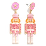 Wholesale enamel Christmas Nutcracker Drop Earrings Star Post Drop Glitter Gold