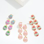 Wholesale linked Enamel Christmas Ornament Post Drop Earrings L