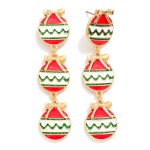 Wholesale linked Enamel Christmas Ornament Post Drop Earrings L