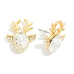 Wholesale rhinestone Reindeer Head Stud Earrings L