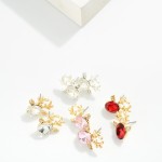 Wholesale rhinestone Reindeer Head Stud Earrings L