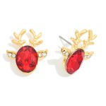 Wholesale rhinestone Reindeer Head Stud Earrings L