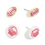 Wholesale set Two Game Day Stud Earrings Glitter Acetate Footballs Pearlescent G