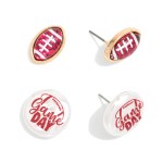 Wholesale set Two Game Day Stud Earrings Glitter Acetate Footballs Pearlescent G