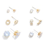 Wholesale set Six Various Rhinestone Stud Earrings L