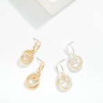 Wholesale metal Linked Hoops Post Drop Earrings Intertwined Textured Metal Hoops