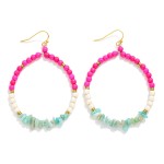 Wholesale stone Beaded Hoop Drop Earrings L