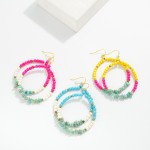 Wholesale stone Beaded Hoop Drop Earrings L