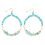 Wholesale stone Beaded Hoop Drop Earrings L