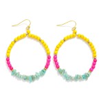 Wholesale stone Beaded Hoop Drop Earrings L