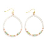 Wholesale pearl Faceted Bead Beaded Hoop Drop Earrings L