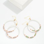 Wholesale pearl Faceted Bead Beaded Hoop Drop Earrings L
