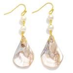 Wholesale linked Pearls Shell Drop Earrings L