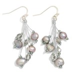 Wholesale pearl Faceted Bead Tassel Drop Earrings L