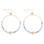 Wholesale seed Beaded Hoop Drop Earring Gold Tones L