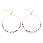 Wholesale seed Beaded Hoop Drop Earring Gold Tones L