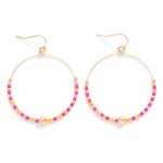 Wholesale seed Beaded Hoop Drop Earring Gold Tones L