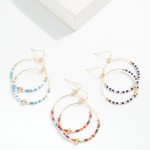 Wholesale seed Beaded Hoop Drop Earring Gold Tones L