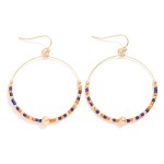 Wholesale seed Beaded Hoop Drop Earring Gold Tones L