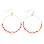 Wholesale seed Beaded Hoop Drop Earring Gold Tones L