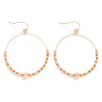 Wholesale seed Beaded Hoop Drop Earring Gold Tones L