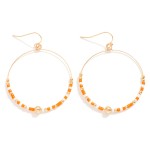 Wholesale seed Beaded Hoop Drop Earring Gold Tones L