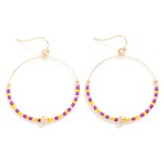 Wholesale seed Beaded Hoop Drop Earring Gold Tones L