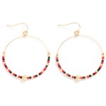 Wholesale seed Beaded Hoop Drop Earring Gold Tones L