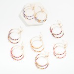 Wholesale seed Beaded Hoop Drop Earring Gold Tones L