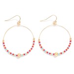 Wholesale seed Beaded Hoop Drop Earring Gold Tones L