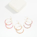 Wholesale seed Beaded Hoop Drop Earring Gold Tones L
