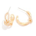 Wholesale metal Intertwined Hoop Earrings Rhinestones Knotted Metal Detail D