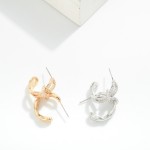 Wholesale metal Intertwined Hoop Earrings Rhinestones Knotted Metal Detail D
