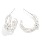 Wholesale metal Intertwined Hoop Earrings Rhinestones Knotted Metal Detail D