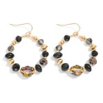 Wholesale faceted Metal Bead Beaded Hoop Drop Earrings L