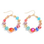 Wholesale faceted Metal Bead Beaded Hoop Drop Earrings L