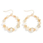 Wholesale faceted Metal Bead Beaded Hoop Drop Earrings L