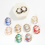 Wholesale faceted Metal Bead Beaded Hoop Drop Earrings L