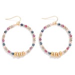 Wholesale faceted Beaded Hoop Drop Earring Gold Rhinestone Studded Discs Gold Di